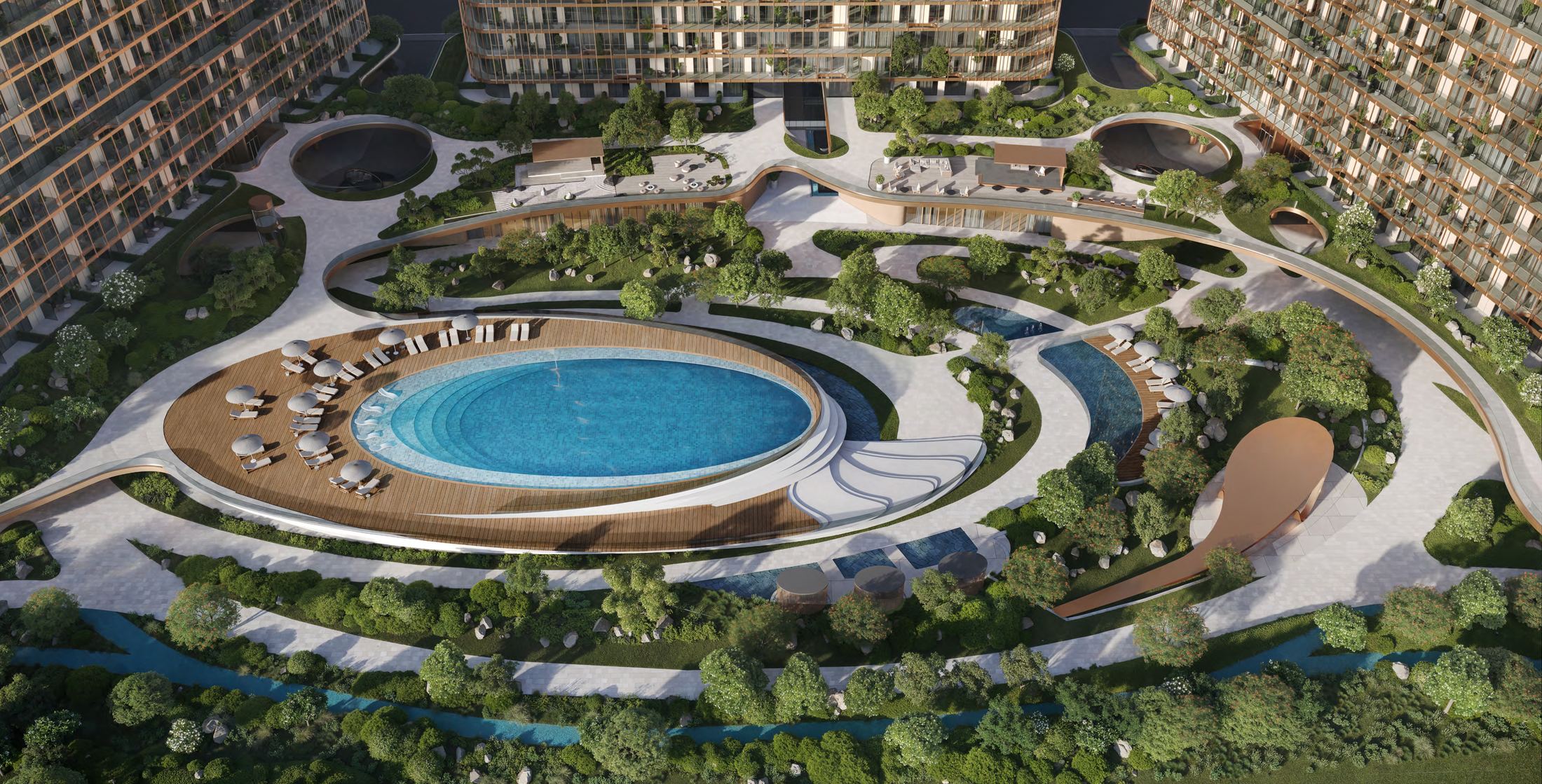Aerial view of a UAE waterfront development